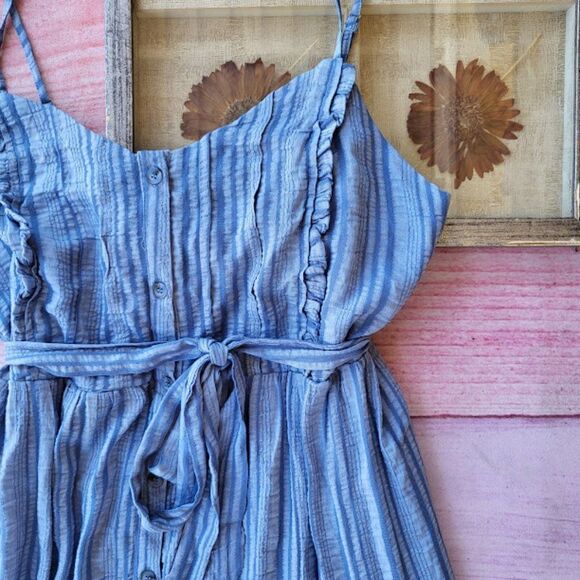 Pinkblush David & Dani Blue Striped Button Front Plus Maternity Midi Dress‎ 2X - Picture 9 of 10